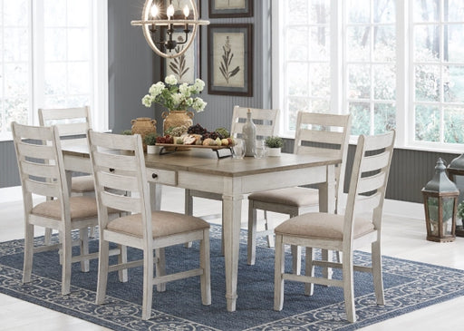 Skempton Dining Table and 6 Chairs in White/Light Brown