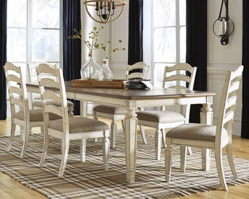 Ashley PKG002226 Realyn Dining Table and 6 Chairs in Chipped White