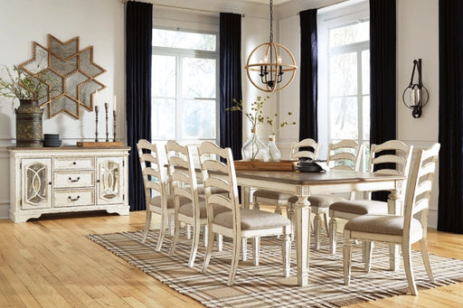 Ashley PKG002227 Realyn Dining Table and 8 Chairs in Chipped White