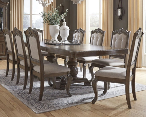 Ashley PKG002288 Charmond Dining Table and 8 Chairs in Brown