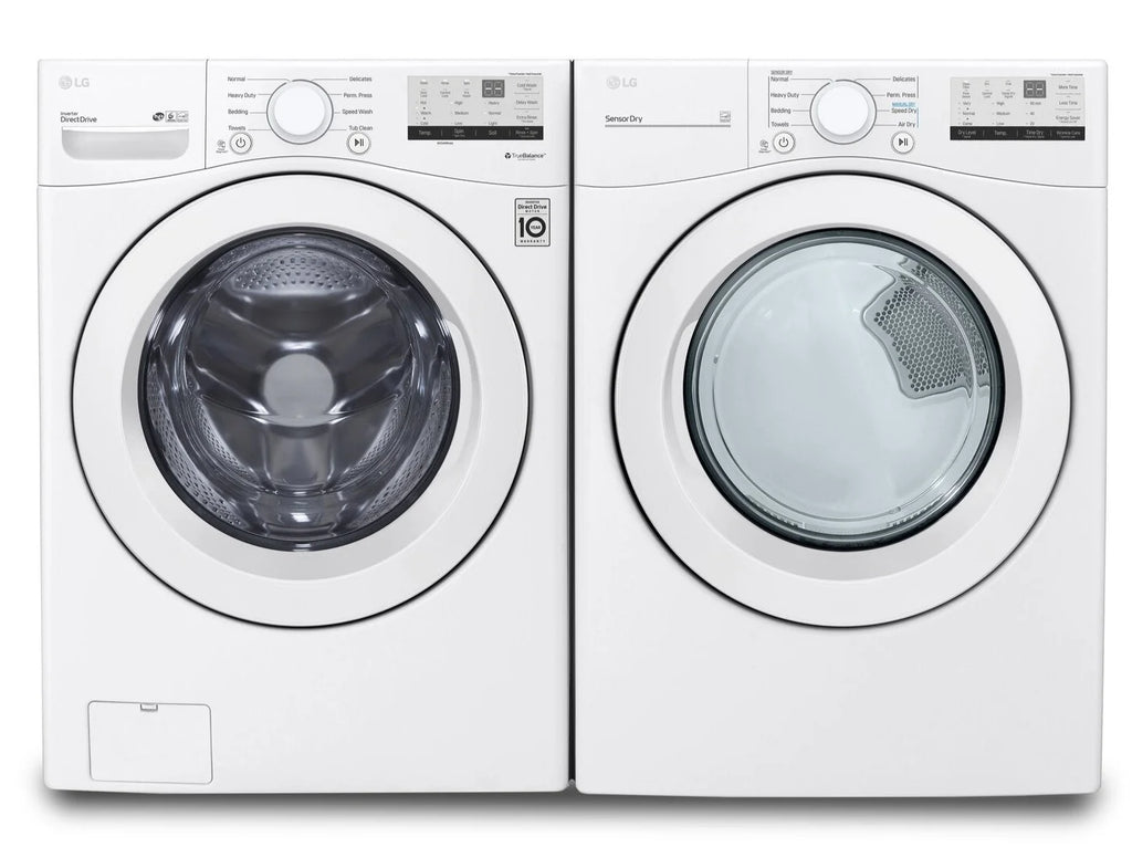 LG 5.2 Cu. Ft. FrontLoad Washer and 7.4 Cu. Ft. Electric Dryer Whit