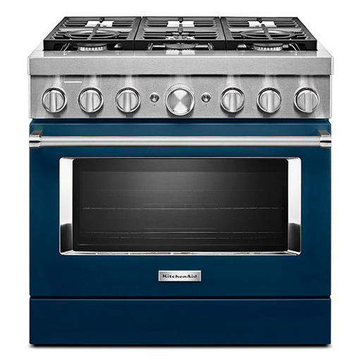 KitchenAid KFDC506JIB 36'' Smart Commercial-Style Dual Fuel Range with 6 Burners in Ink Blue