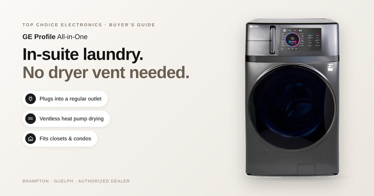 GE Profile All-in-One washer dryer combo: in-suite laundry, no dryer vent needed