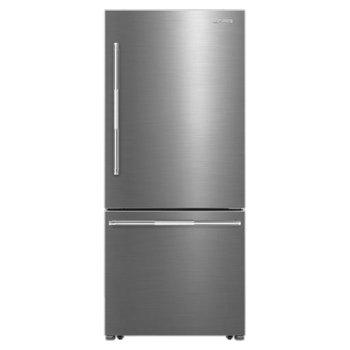 SMEG BM30URXI 30" Bottom Mount Freestanding Fridge with Auto Ice in Stainless Steel