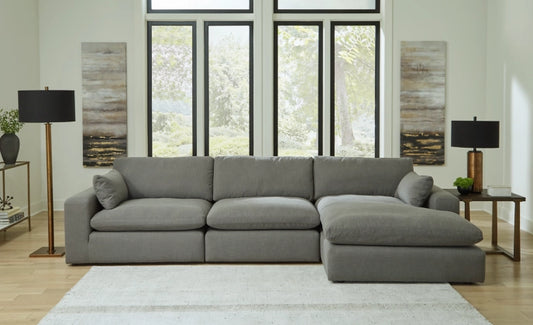 Elyza 3-Piece Sectional with RHF Chaise - Smoke