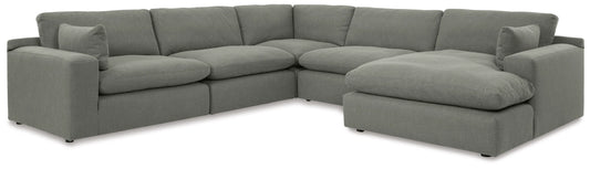 Elyza 5-Piece Sectional with RHF Chaise - Smoke