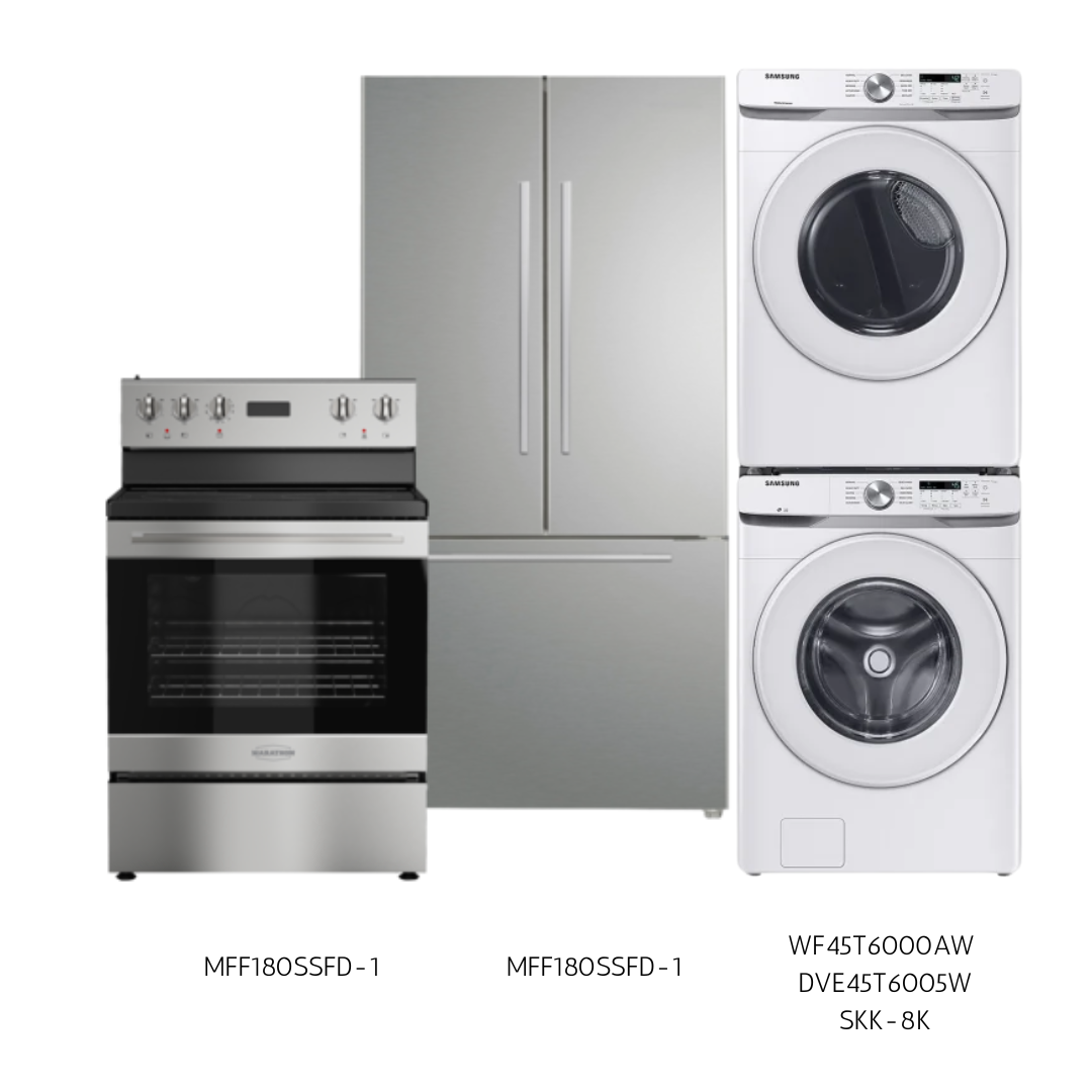 Marathon Fridge & Stove + Samsung Washer & Dryer Bundle