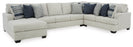 Lowder 4-Piece Sectional with LHF Chaise - Stone Color