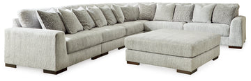 Regent Park 6-Piece Sectional with Ottoman in Pewter