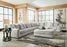 Regent Park 6-Piece Sectional with Ottoman in Pewter