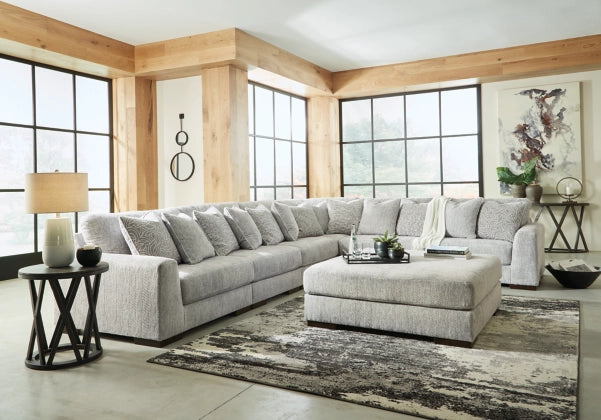 Regent Park 6-Piece Sectional with Ottoman in Pewter
