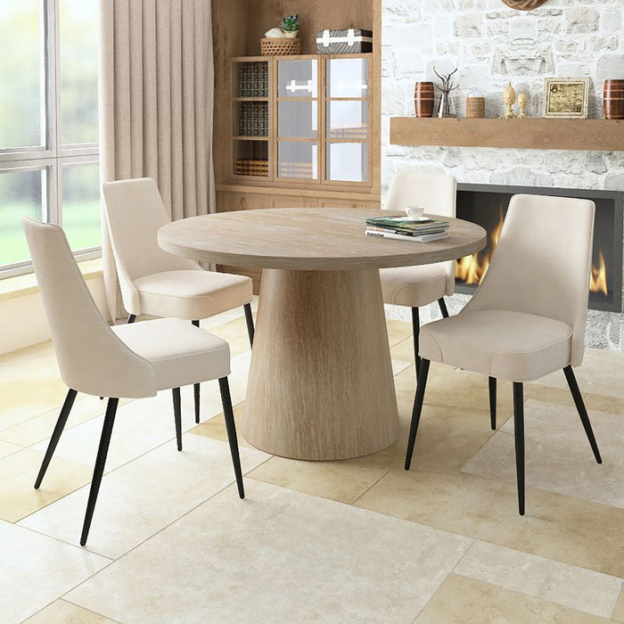 Godiva Round Pedestal Table in Ivory Stone