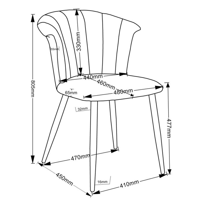 Orchid Dining Chair, Set of 2 in Grey and Chrome