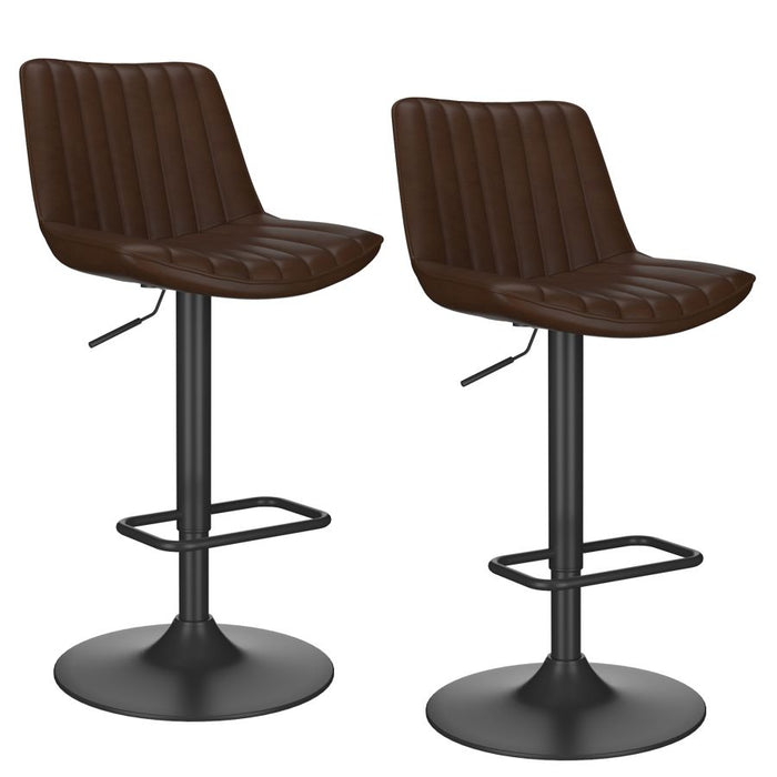 Kosi Adjustable Air-Lift Stool, set of 2, in Brown and Black