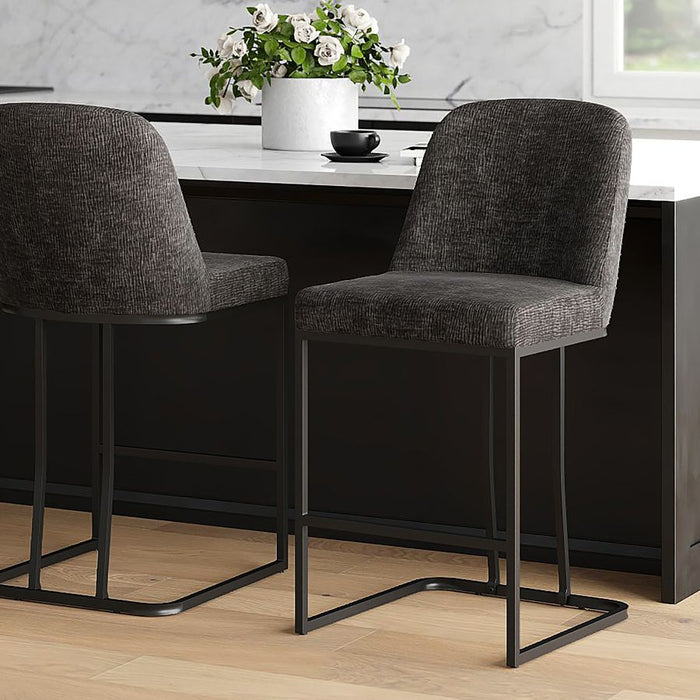 Dario 26" Counter Stool, Set of 2 in Charcoal