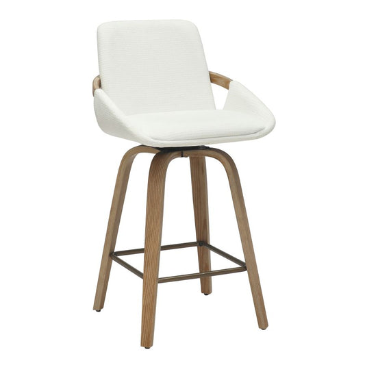 Parker 26" Counter Stool w/Swivel, Set of 2 in Ivory Performance Fabric & Whitewash