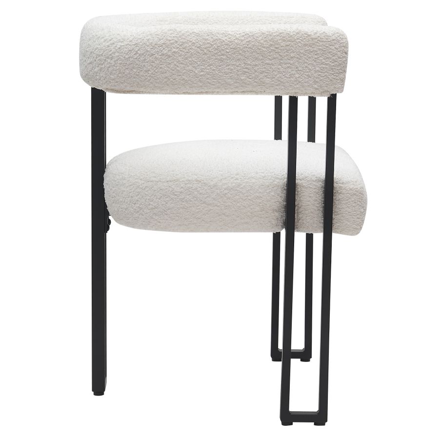 Julius/Scarlet 7pc Dining Set in Black Table with Ivory Chair