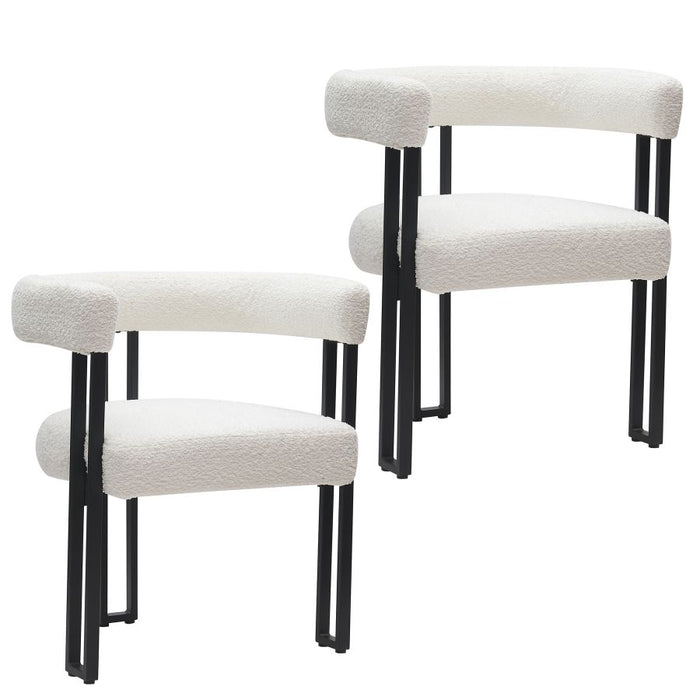 Julius/Scarlet 7pc Dining Set in Black Table with Ivory Chair