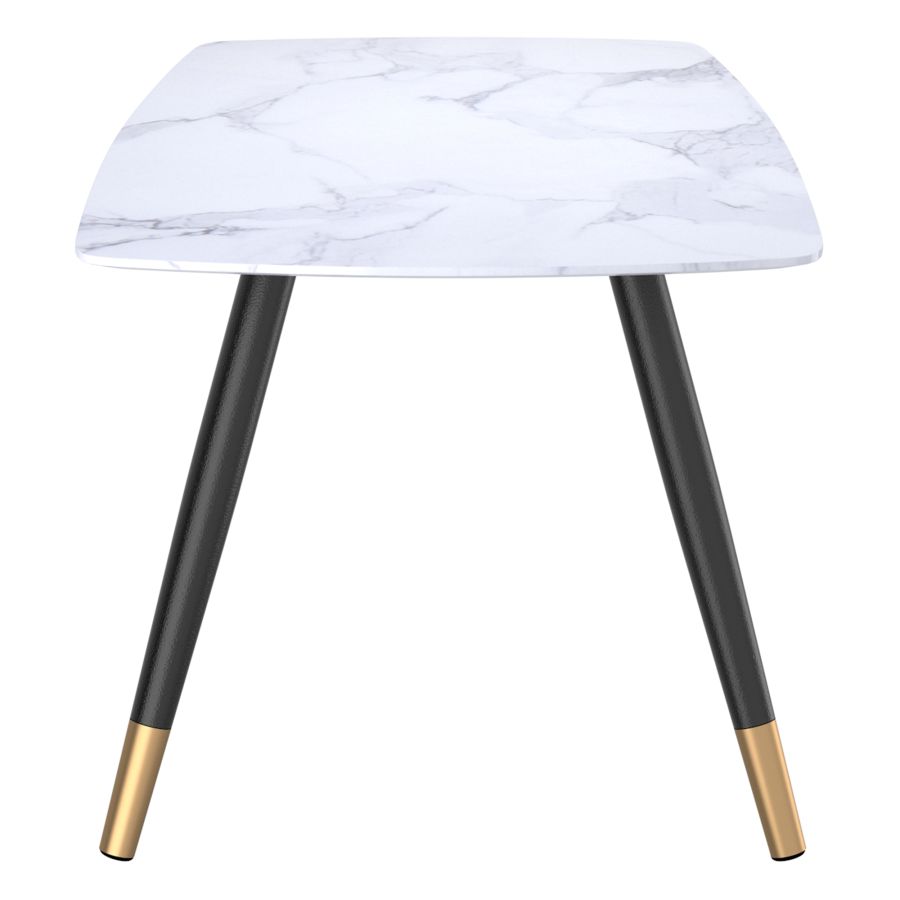Emery/Akira 7pc Dining Set in White with Black Chair