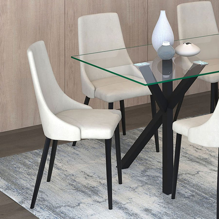 Stark/Venice 7pc Dining Set in Black with Beige Chair