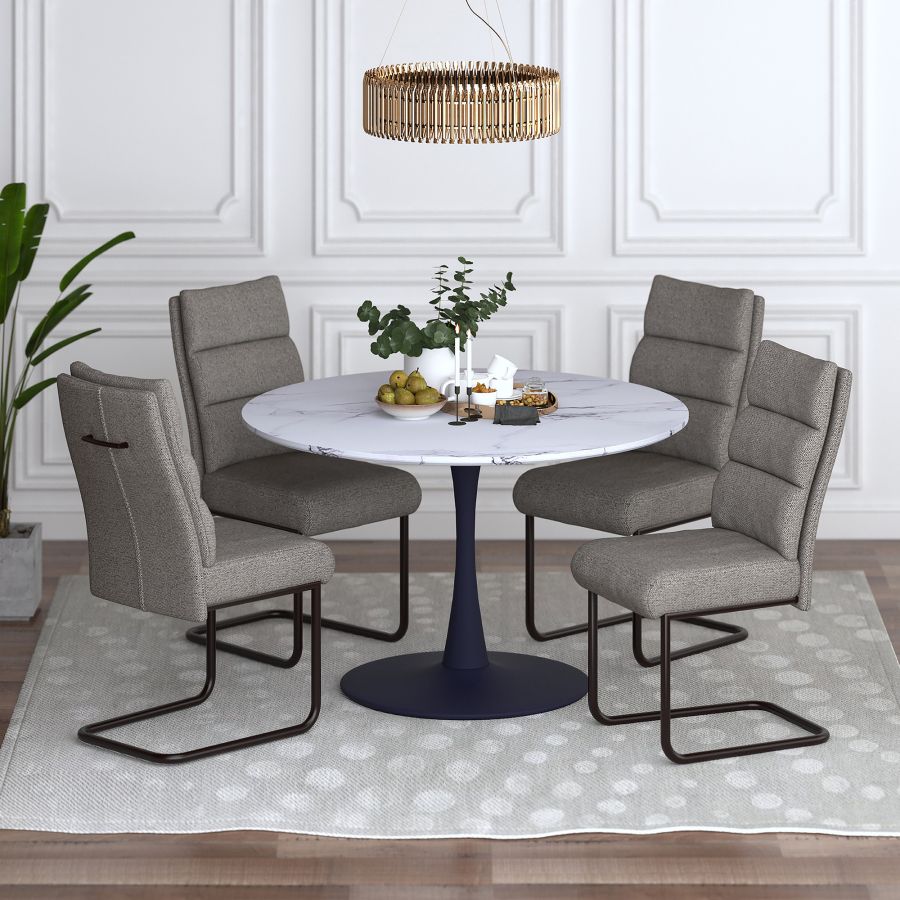 Zilo/Brodi 5pc Dining Set in Black Table with Charcoal Chair– Topchoice ...