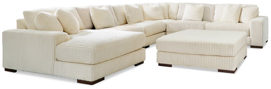 Lindyn 6-Piece Sectional with Ottoman in Ivory