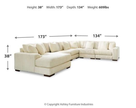 Lindyn 6-Piece Sectional with Ottoman in Ivory