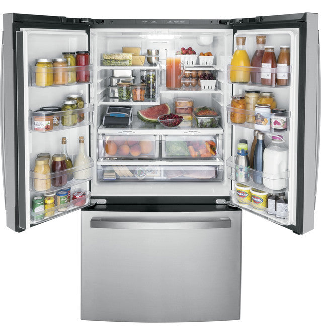 GE GWE22JYMFS ENERGY STAR® 21.9 Cu. Ft. Fingerprint Resistant Counter-Depth French-Door Refrigerator in Fingerprint Resistant Stainless