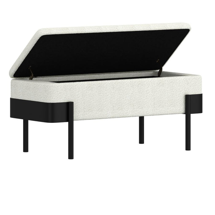 Odell Storage Bench in Ivory & Black