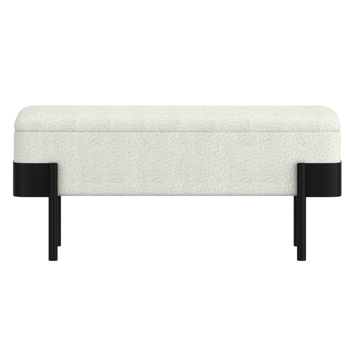 Odell Storage Bench in Ivory & Black