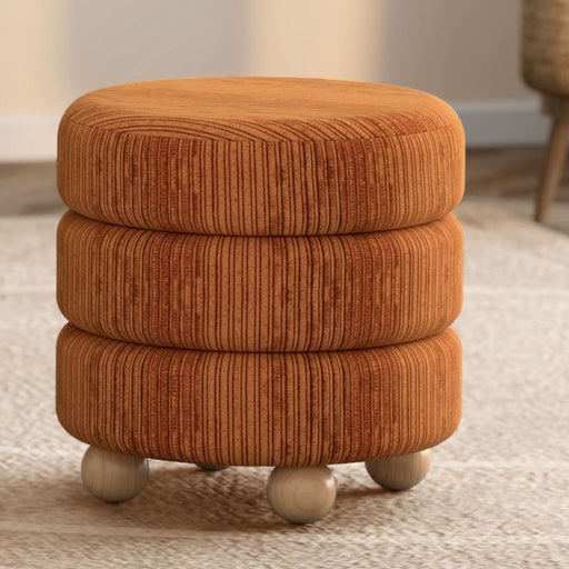 Willo Round Ottoman in Rust Brown