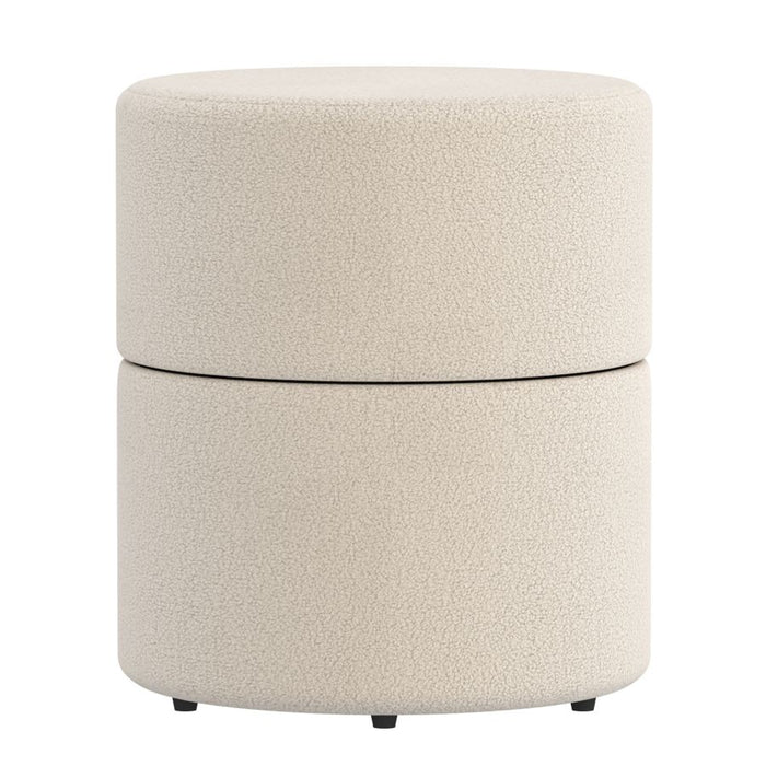 Novar Round Ottoman in Cream Boucle