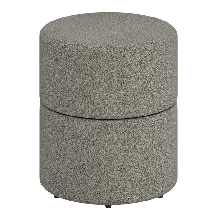 Novar Round Ottoman in Warm Grey Boucle