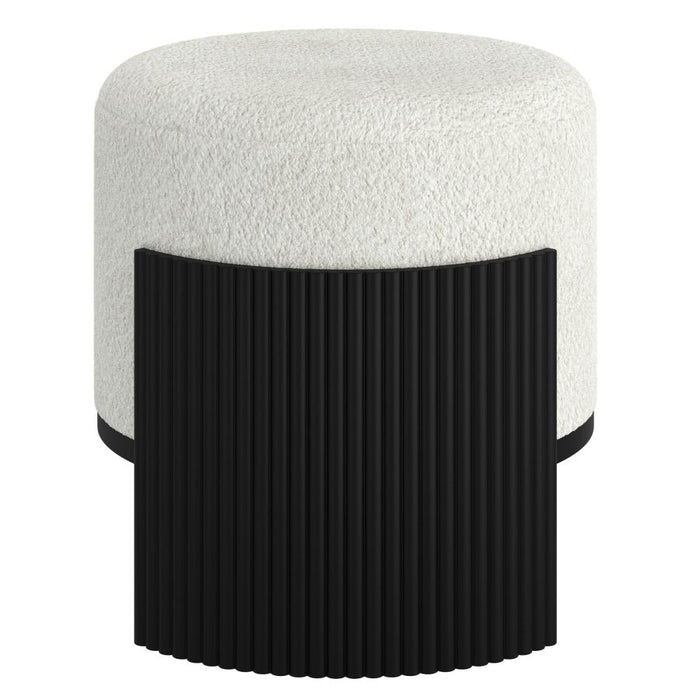 Kiraz Round Ottoman in Ivory & Black