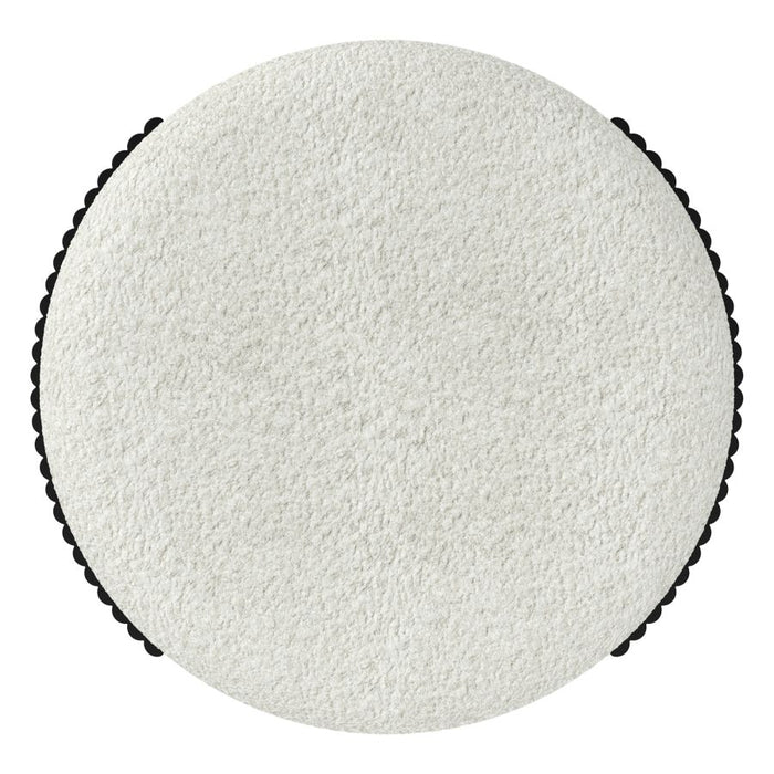 Kiraz Round Ottoman in Ivory & Black