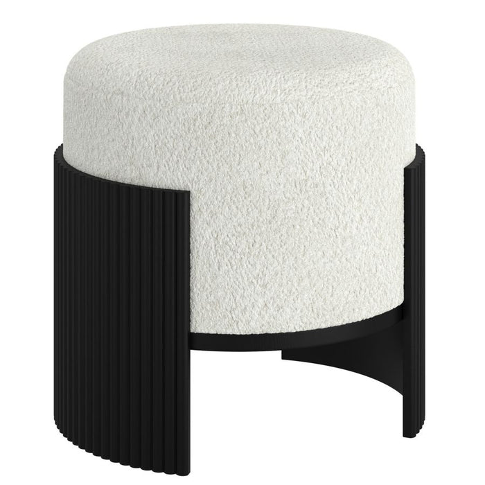 Kiraz Round Ottoman in Ivory & Black