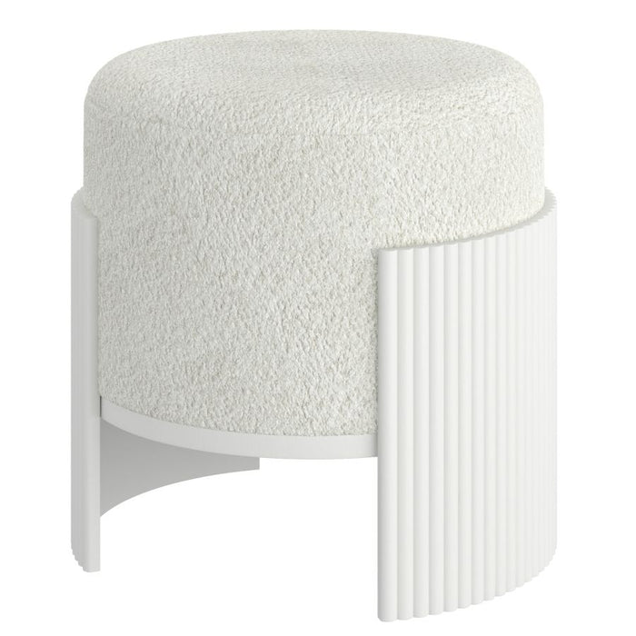 Kiraz Round Ottoman in Ivory & White