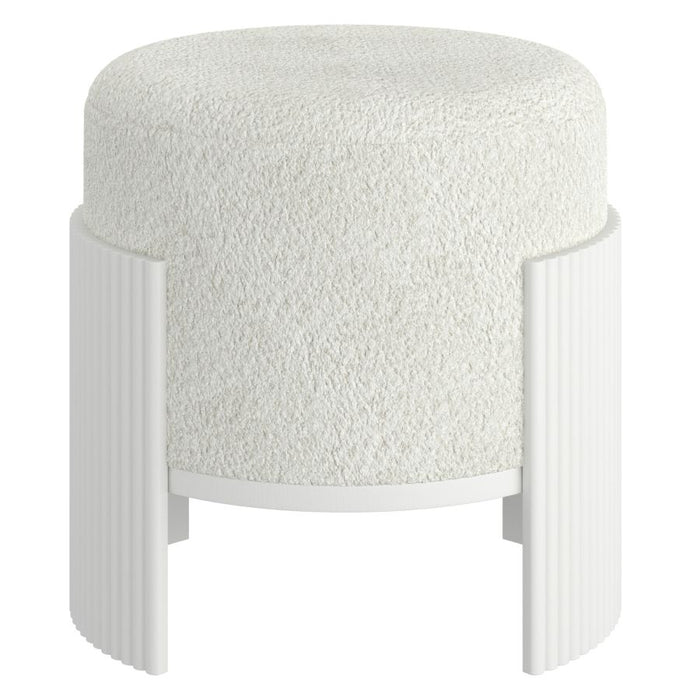 Kiraz Round Ottoman in Ivory & White