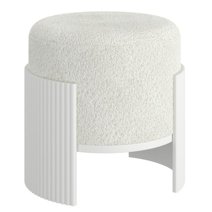 Kiraz Round Ottoman in Ivory & White