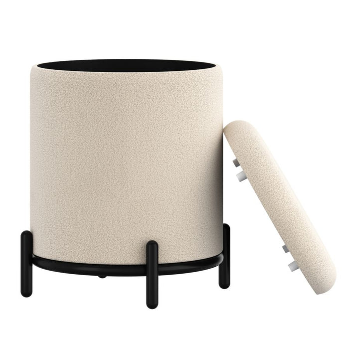 Castor Storage Ottoman in Cream Boucle