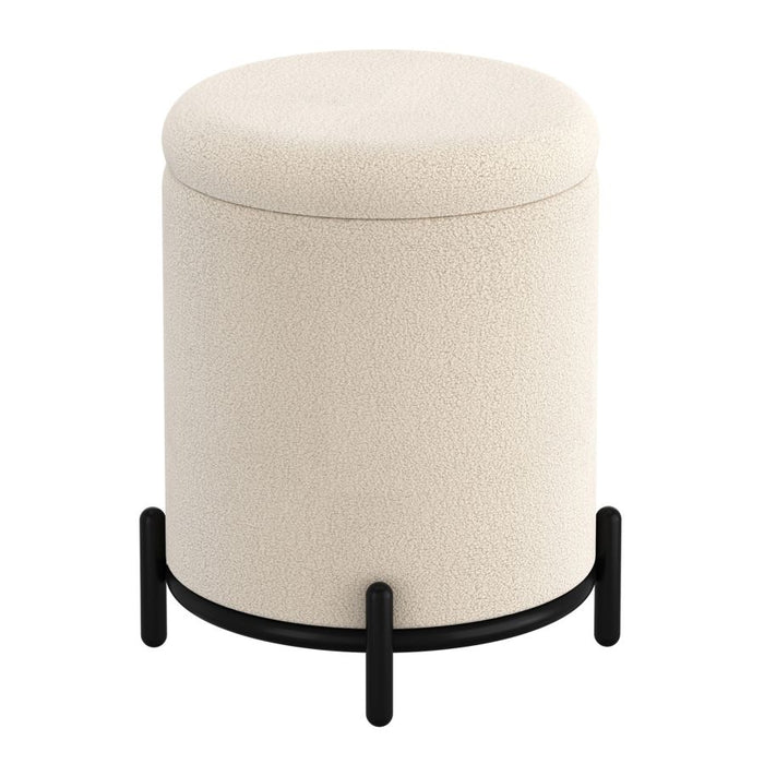 Castor Storage Ottoman in Cream Boucle