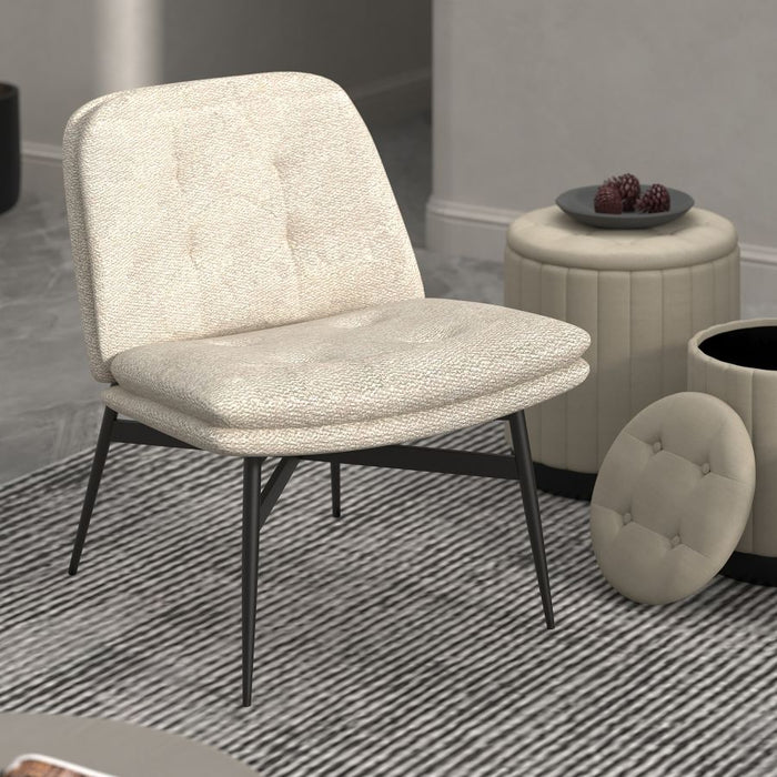 Caleb Accent Chair in Beige Fabric and Black