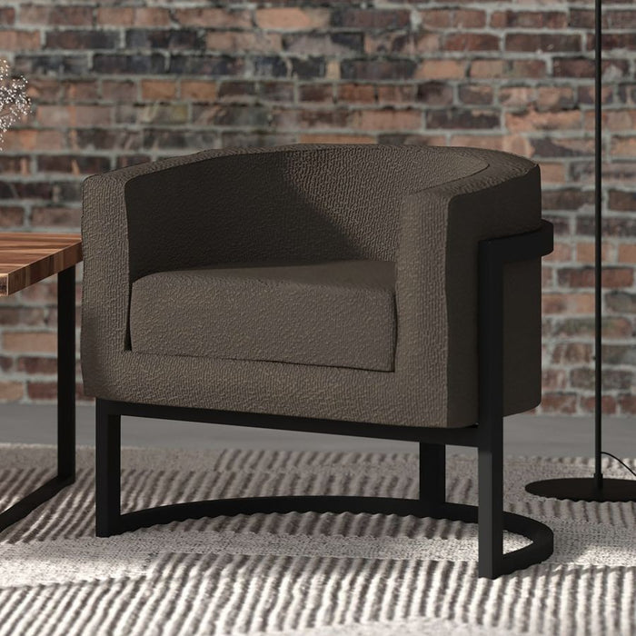 Zhuri Accent Chair in Charcoal Boucle and Black