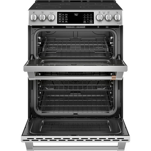 GE Cafe CCES750P2MS1 30" Slide-In Front Control Radiant and Convection Double Oven Range Stainless Steel