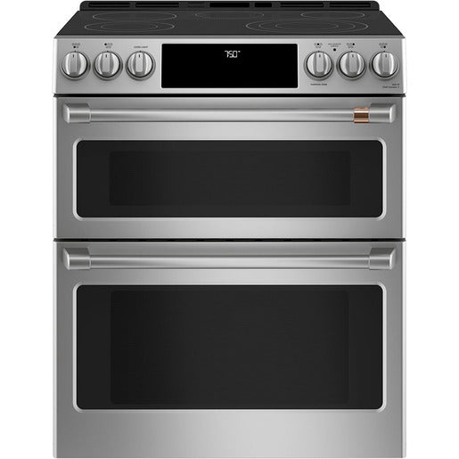 GE Cafe CCES750P2MS1 30" Slide-In Front Control Radiant and Convection Double Oven Range Stainless Steel