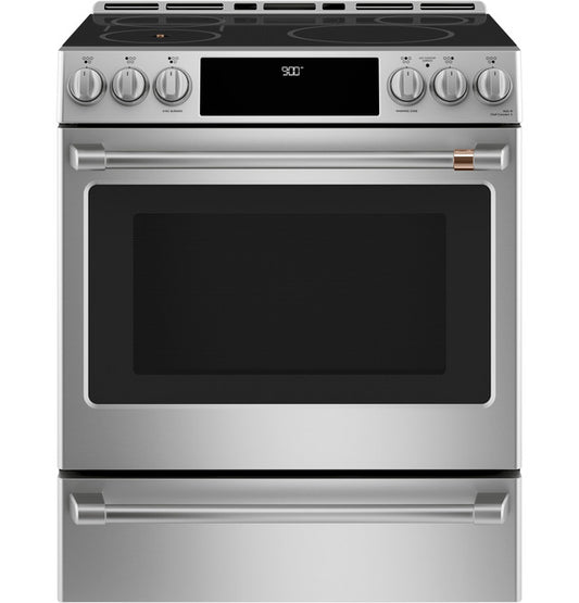 GE Cafe CHS90XP2MS1 30" Smart Slide-In, Front-Control, Induction and Convection Range with In-Oven Camera in Stainless Steel / Brushed Stainless