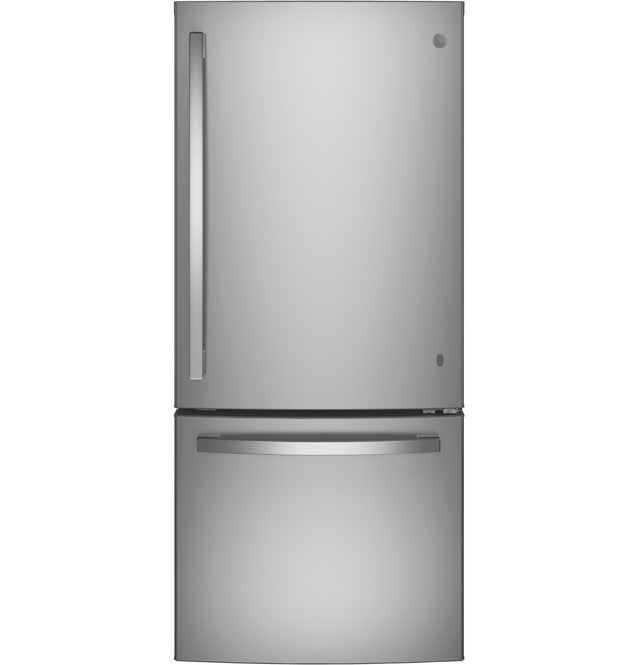 GE GDE21EYKFS ENERGY STAR® 21.0 Cu. Ft. Bottom-Freezer Refrigerator in Fingerprint Resistant Stainless