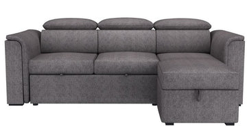 Oskar 93.5" Sectional Sofa w/Bed & Storage in Charcoal