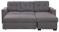Tyson 93.25" Sectional Sofa w/Bed & Storage in Charcoal