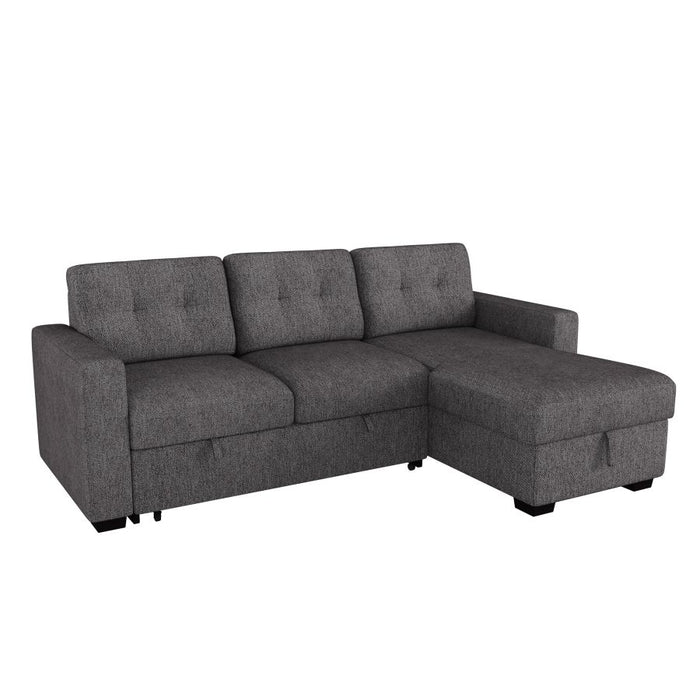 Tyson 93.25" Sectional Sofa w/Bed & Storage in Charcoal
